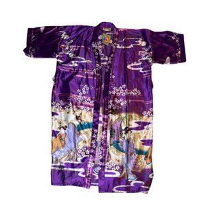 Oriental Village Silk Collection Satin Robe Kimono